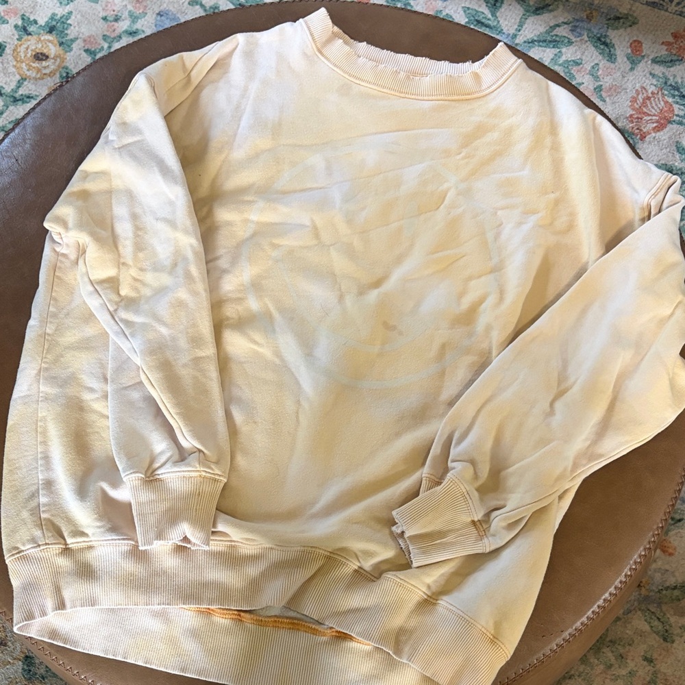 American Eagle distressed  sherbet tie dye happy face sweater
